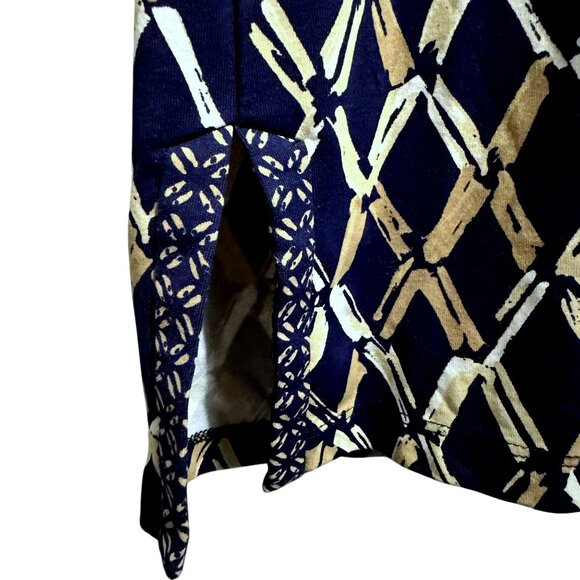 J. McLaughlin Navy Diamond V-Neck Catalina Cloth Tunic Top Sz L  Mature Luxury - Picture 4 of 6